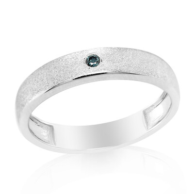 Anillo en plata con Diamante azul I3