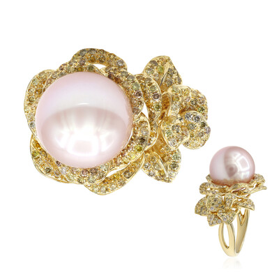 Anillo en oro con Perla rosa Freshwater (CIRARI)