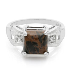 Anillo en plata con Obsidiana caoba