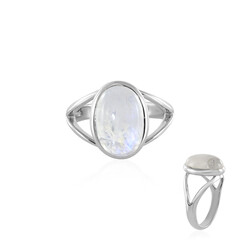 Anillo en plata con Piedra de Luna arcoíris