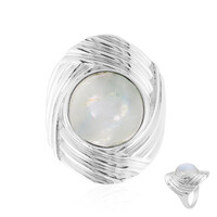 Anillo en plata con Piedra de Luna arcoíris