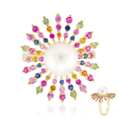Anillo en oro con Perla blanca del mar del sur (Michelle Albala)