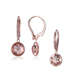 Pendientes en plata con Cuarzo rosa