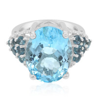 Anillo en plata con Topacio azul cielo