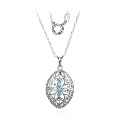 Cadena en plata con Topacio azul suizo