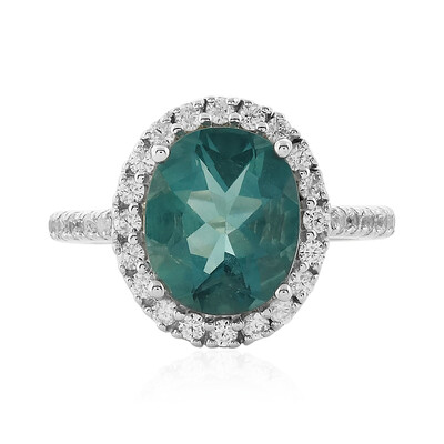 Anillo en plata con Fluorita tono petróleo de Bélgica
