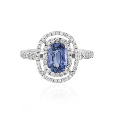 Anillo en oro con Zafiro azul Ceylon