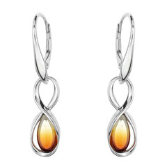 Pendientes en plata con Ámbar del Báltico amanecer