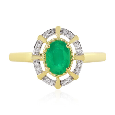 Anillo en oro con Esmeralda de Brasil