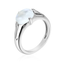 Anillo en plata con Piedra de luna arco iris de Tanzania