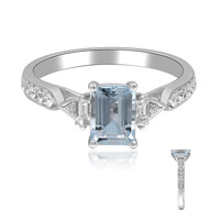 Anillo en oro con Aguamarina de Brasill AAA (AMAYANI)