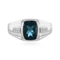 Anillo en plata con Topacio azul de Londres
