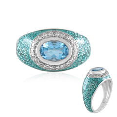 Anillo en plata con Topacio azul suizo (Adela Silber)