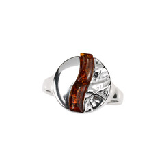 Anillo en plata con Ámbar báltico