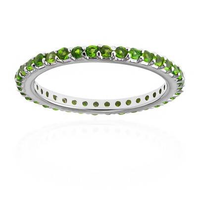Anillo en plata con Diópsido de Rusia