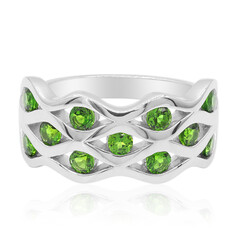 Anillo en plata con Diópsido de Rusia