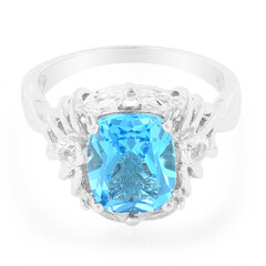 Anillo en plata con Topacio azul suizo
