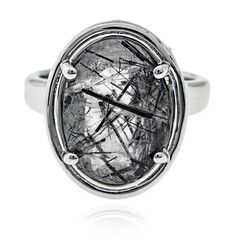 Anillo en plata con Cuarzo rutilado negro