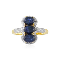 Anillo en plata con Zafiro estrella azul