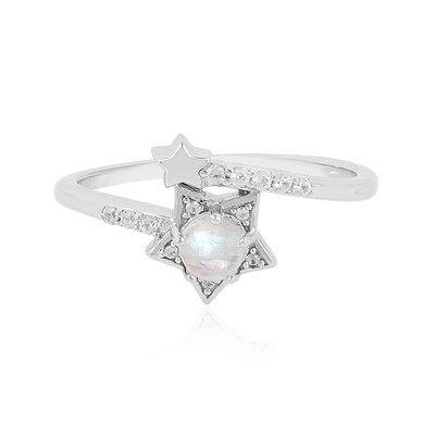 Anillo en plata con Piedra de Luna arcoíris