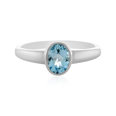 Anillo en plata con Topacio azul cielo