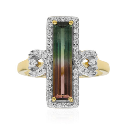 Anillo en oro con Turmalina multicolor