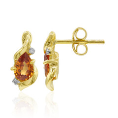 Pendientes en oro con Granate espesartina