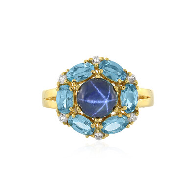 Anillo en plata con Zafiro estrella azul