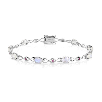 Brazalete en plata con Piedra de Luna arcoíris
