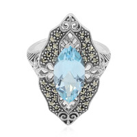 Anillo en plata con Topacio azul cielo