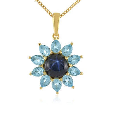 Collar en plata con Zafiro estrella azul