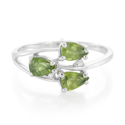 Anillo en plata con Zafiro verde AAA