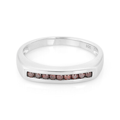 Anillo en plata con Diamante Cognac rojo