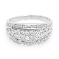 Anillo en plata con Piedra de Luna arcoíris