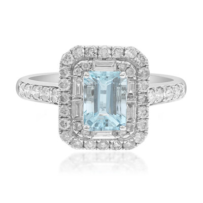 Anillo en oro con Aguamarina de Brasill AAA (AMAYANI)