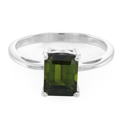 Anillo en plata con Turmalina verde