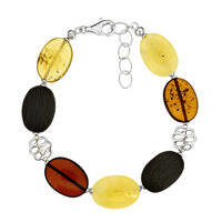 Brazalete en plata con Ámbar báltico