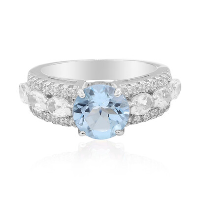 Anillo en plata con Topacio azul cielo