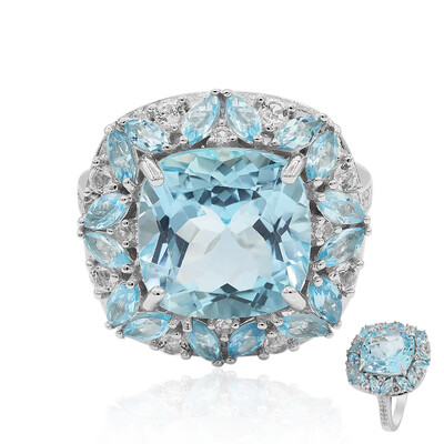 Anillo en plata con Topacio azul cielo