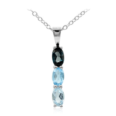 Collar en plata con Topacio azul de Londres