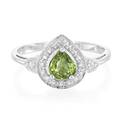 Anillo en plata con Zafiro verde AAA