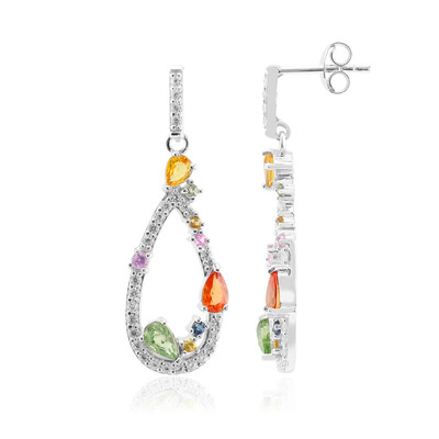 Pendientes en plata con Zafiro naranja