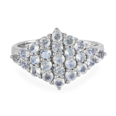 Anillo en plata con Piedra de Luna arcoíris