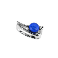 Anillo en plata con Ámbar colombiano azul