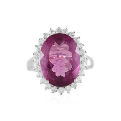 Anillo en plata con Fluorita rosa