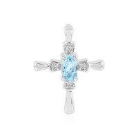 Colgante en plata con Topacio azul suizo
