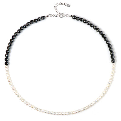 Collar en plata con Hematita negra