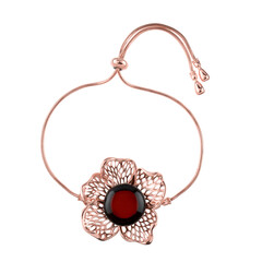 Brazalete en plata con Ámbar cereza del Báltico