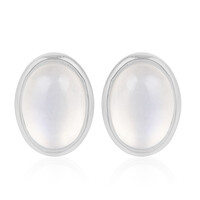 Pendientes en plata con Piedra de luna arco iris de Tanzania
