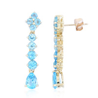 Pendientes en oro con Topacio azul suizo